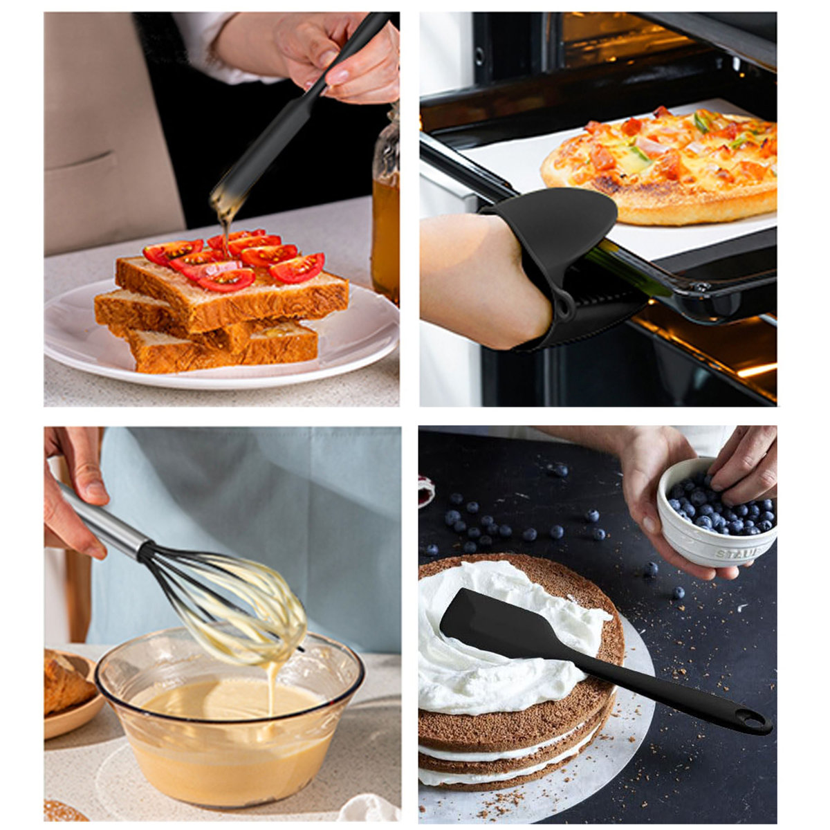 52-Piece Stainless Steel Cooking Utensil Set with 7-Piece Mixing Bowls with Lids Set & Salt and Pepper Grinder Set